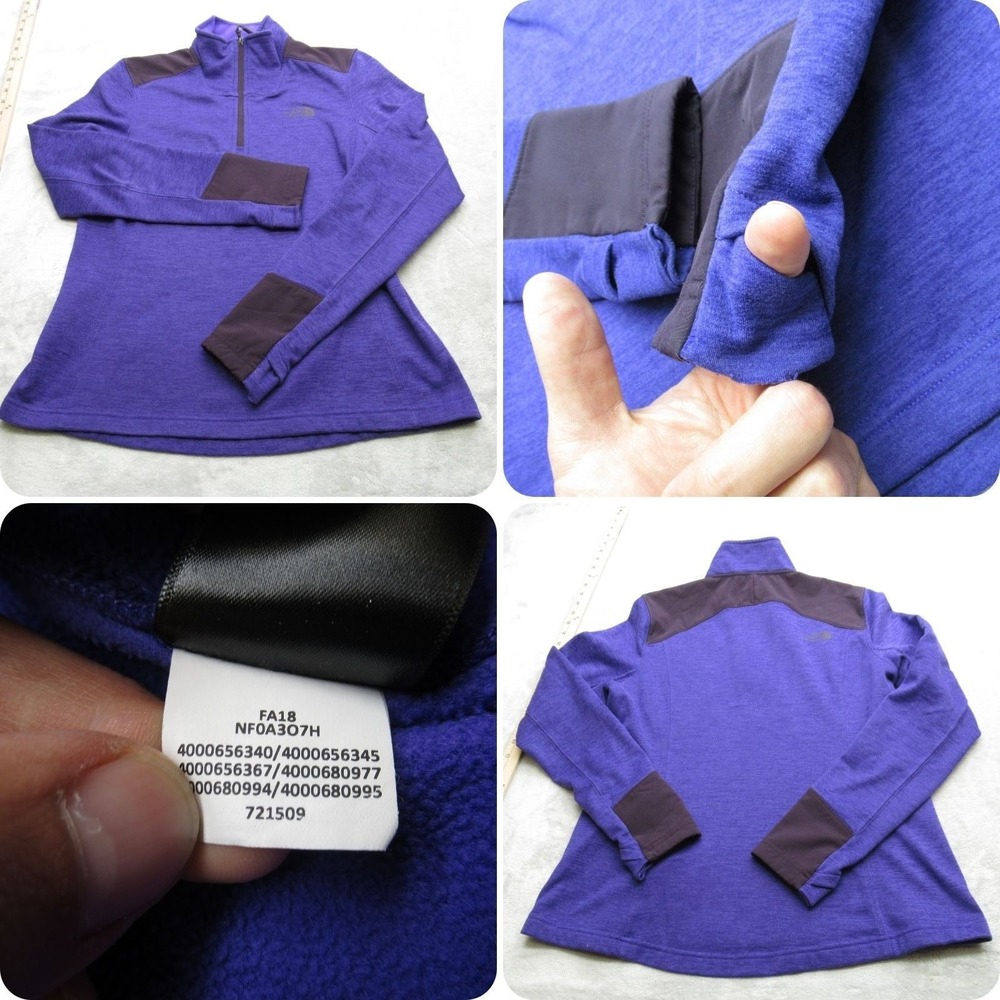 North Face Jacket Womens Medium? Purple Thumbholes Stretch 1/4 Zip Pullover Jog